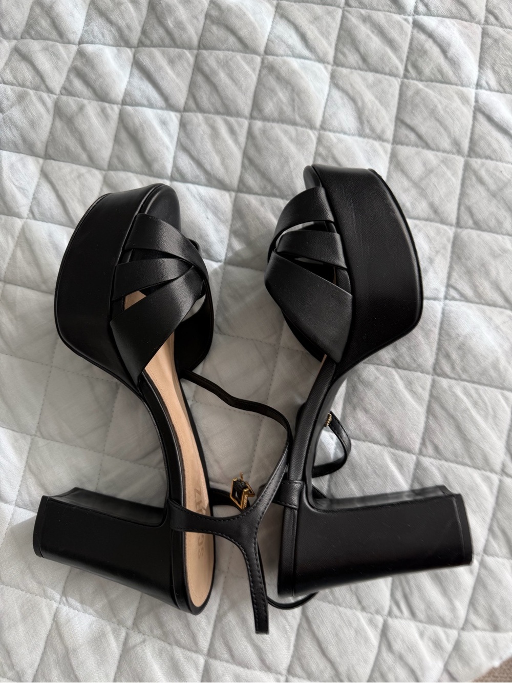 SCHUTZ Black Leather Crossover Slingback Heels - Picture 3 of 5